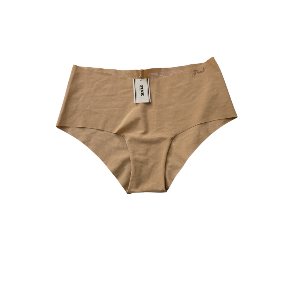 NWT PINK Victoria's Secret Seamless Hiphugger Panty Nude Tan Size Small